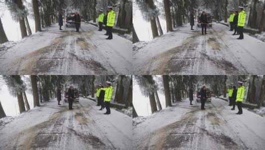 寒潮冬天下雪的村庄田野高清在线视频素材下载