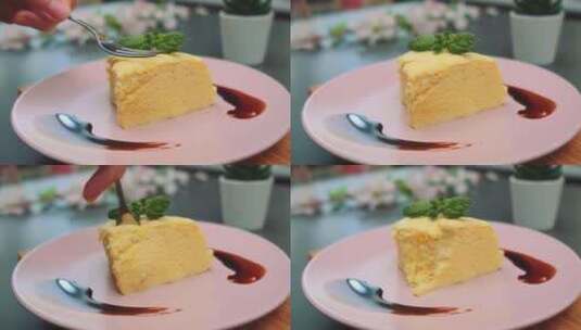 蛋糕，甜点，甜，柠檬蛋糕高清在线视频素材下载