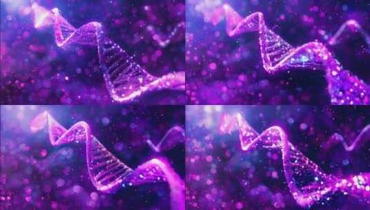 旋转的DNA与分子结构3D渲染高清在线视频素材下载