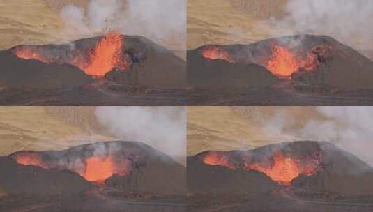 火山口岩浆喷涌景象高清在线视频素材下载