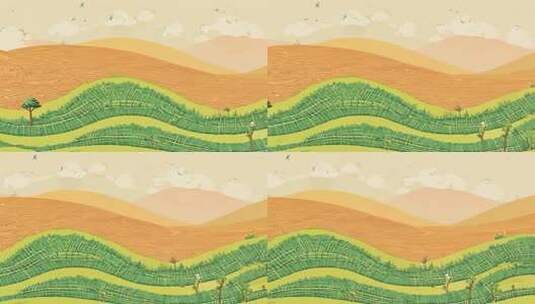 田园风光手绘场景高清在线视频素材下载