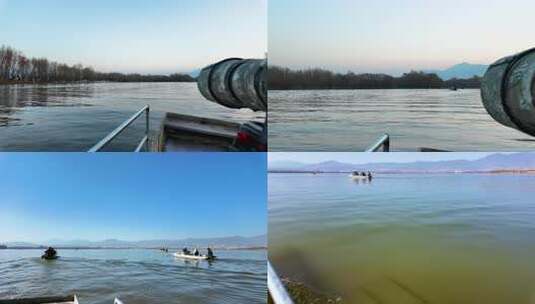 坐船出海拍鸟、大理剑湖拍鸟高清在线视频素材下载