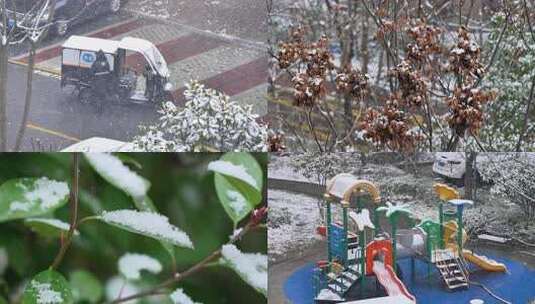 下雪雪花落下冬季雪景高清在线视频素材下载