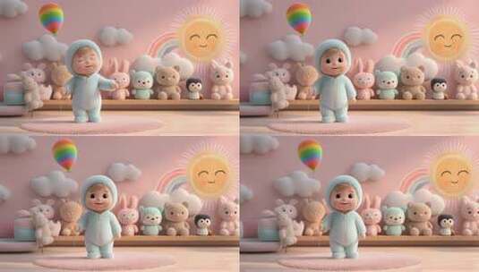 萌宝与玩具的温馨日常高清在线视频素材下载