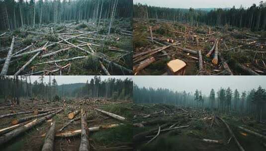 森林砍伐高密度区域伐倒乱砍乱伐高清在线视频素材下载