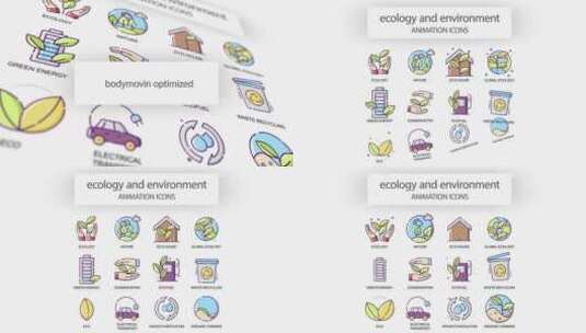 生态与环境-动画图标清新动感AE模板高清AE视频素材下载