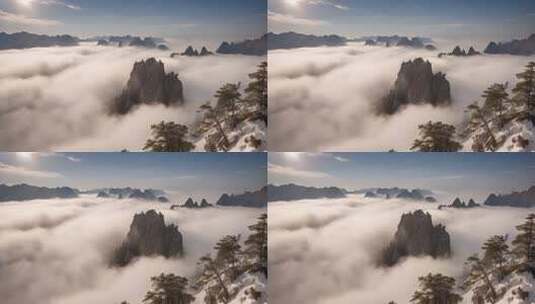 黄山云海壮美全景高清在线视频素材下载