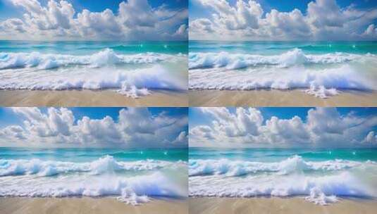 海边海浪与蓝天白云景观高清在线视频素材下载