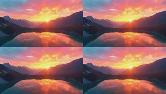 长白山天池夕阳彩霞4K高清在线视频素材下载