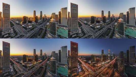 北京CBD建筑地标车流延时高清在线视频素材下载