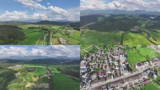 江西省抚州市金溪县生态乡村航拍的蓝天白云高清在线视频素材下载