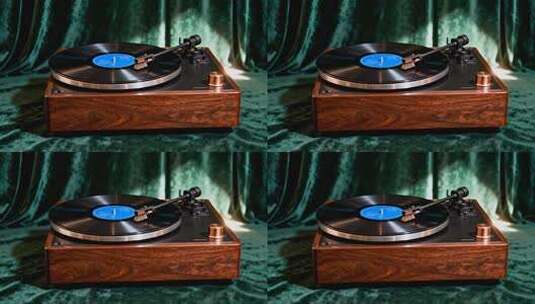 复古唱片机与唱片特写高清在线视频素材下载