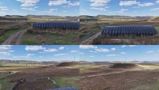 农村蔬菜大棚远景画面高清在线视频素材下载