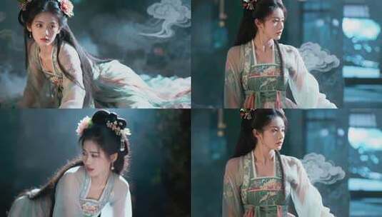 古风女子汉服造型侧身画面高清在线视频素材下载