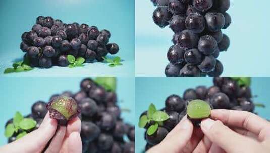 新鲜紫葡萄特写素材高清在线视频素材下载