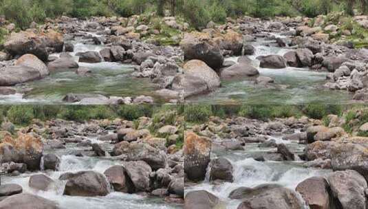 山间溪流与岩石自然景观高清在线视频素材下载