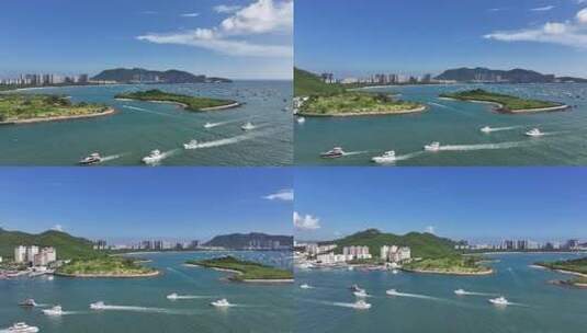 航拍海南三亚湾高清在线视频素材下载