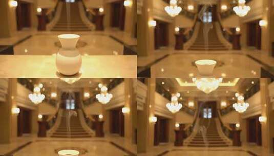 酒店大堂白色花瓶素材高清在线视频素材下载