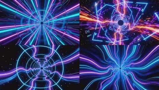 科技感光线隧道合集4K高清在线视频素材下载