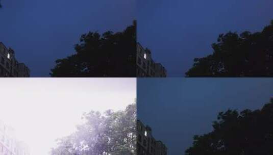 雨夜窗外的城市居民楼灯光和闪电高清在线视频素材下载