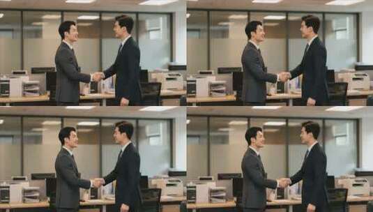 办公室内商务人士握手高清在线视频素材下载