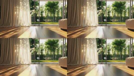 阳光洒落木地板温馨室内场景高清在线视频素材下载