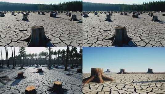 森林砍伐后的荒凉景象高清在线视频素材下载