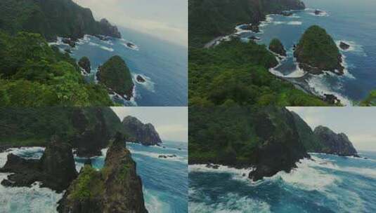 FPV穿越机无人机航拍风景大海森林海浪海岛高清在线视频素材下载