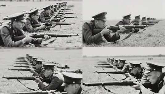 军人草地卧姿持枪训练高清在线视频素材下载