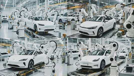 汽车工厂机器人自动化生产线高清在线视频素材下载