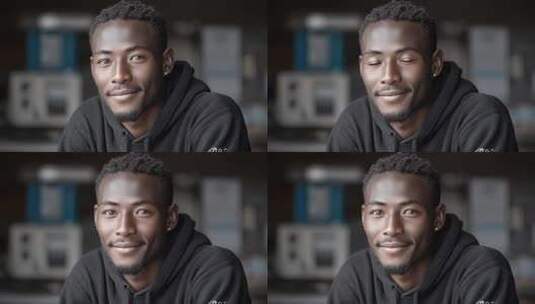 自信的黑人男性微笑特写镜头高清在线视频素材下载