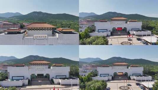 山东省文化馆建筑全景俯拍高清在线视频素材下载