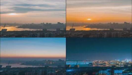重庆日落_渝中半岛_来福士_长江_日转夜延时高清在线视频素材下载