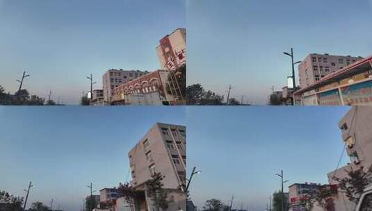 街道旁建筑物与蓝天素材高清在线视频素材下载