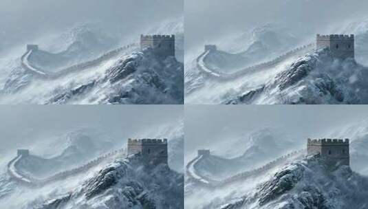 古长城万里长城航拍云海长城日出长城云雾高清在线视频素材下载