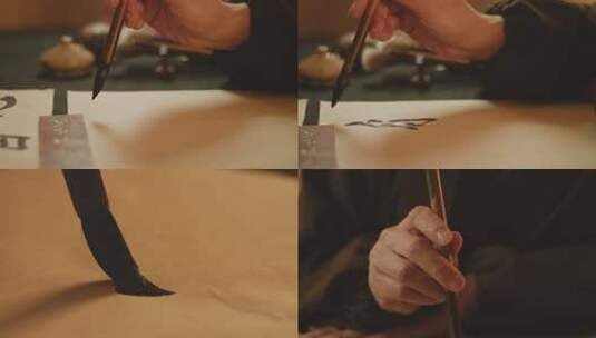 书法家写毛笔字握笔姿势高清在线视频素材下载