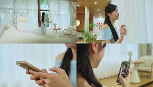 女性居家休闲生活高清在线视频素材下载