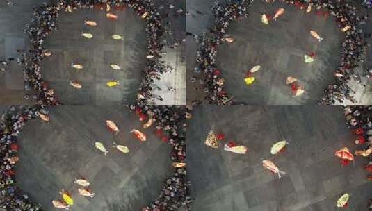 国庆假期国家非遗无为鱼灯在芜湖古城巡游高清在线视频素材下载