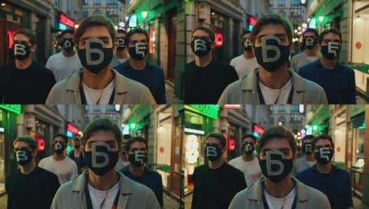 街头戴字母口罩的年轻人高清在线视频素材下载
