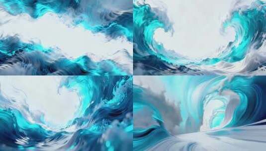 蓝白色抽象梦幻波浪背景高清在线视频素材下载