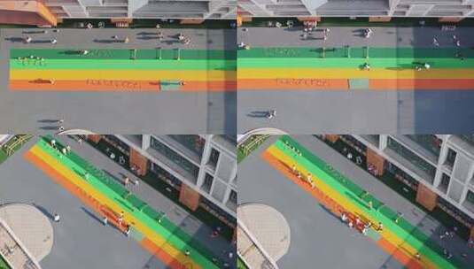 成都高新区一幼儿园户外活动航拍合集高清在线视频素材下载