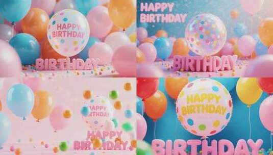 生日主题彩色气球素材高清在线视频素材下载
