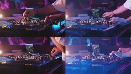 酒吧DJ操作混音台画面高清在线视频素材下载