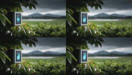 智能环境监测设备守护绿色田野高清在线视频素材下载