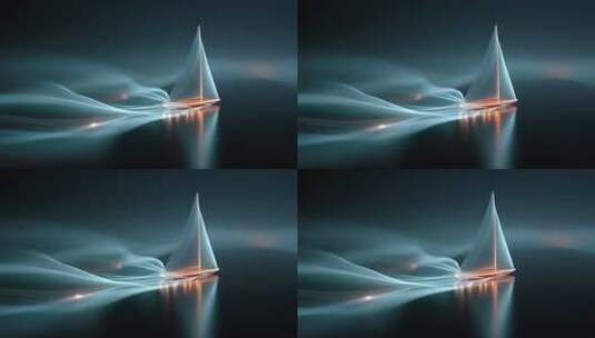 光影交织线条勾勒未来科技感帆船高清在线视频素材下载