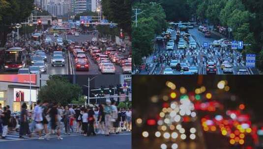 城市街道车水马龙车流人影脚步高清在线视频素材下载