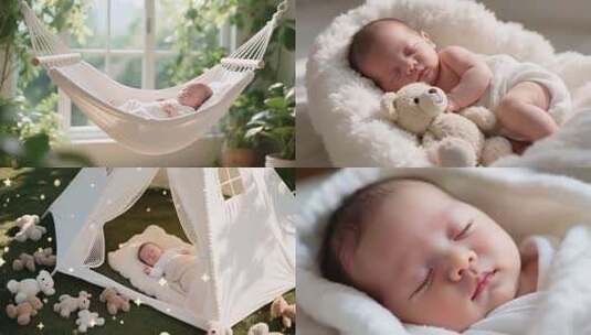 熟睡中的婴儿合集高清在线视频素材下载