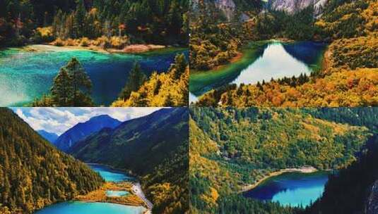 四川九寨沟秋季风景 四川阿坝州  川西风光高清在线视频素材下载