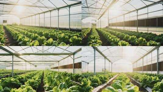 温室大棚内种植的蔬菜高清在线视频素材下载