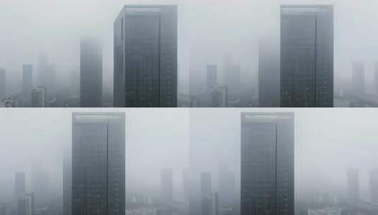 城市大雾高楼建筑朦胧天气氛围视频高清在线视频素材下载